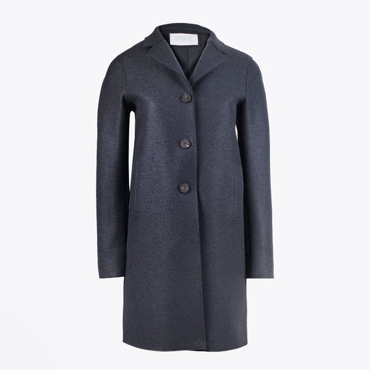 - Pressed Wool Boxy Coat - Charcoal