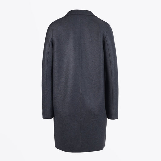 - Pressed Wool Boxy Coat - Charcoal