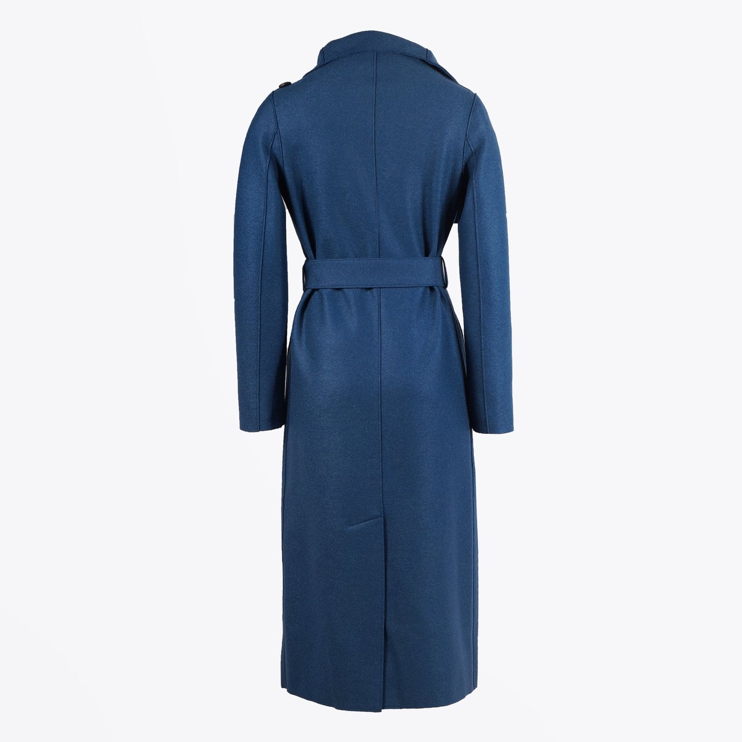 - Pressed Wool Belted Coat - Turquoise