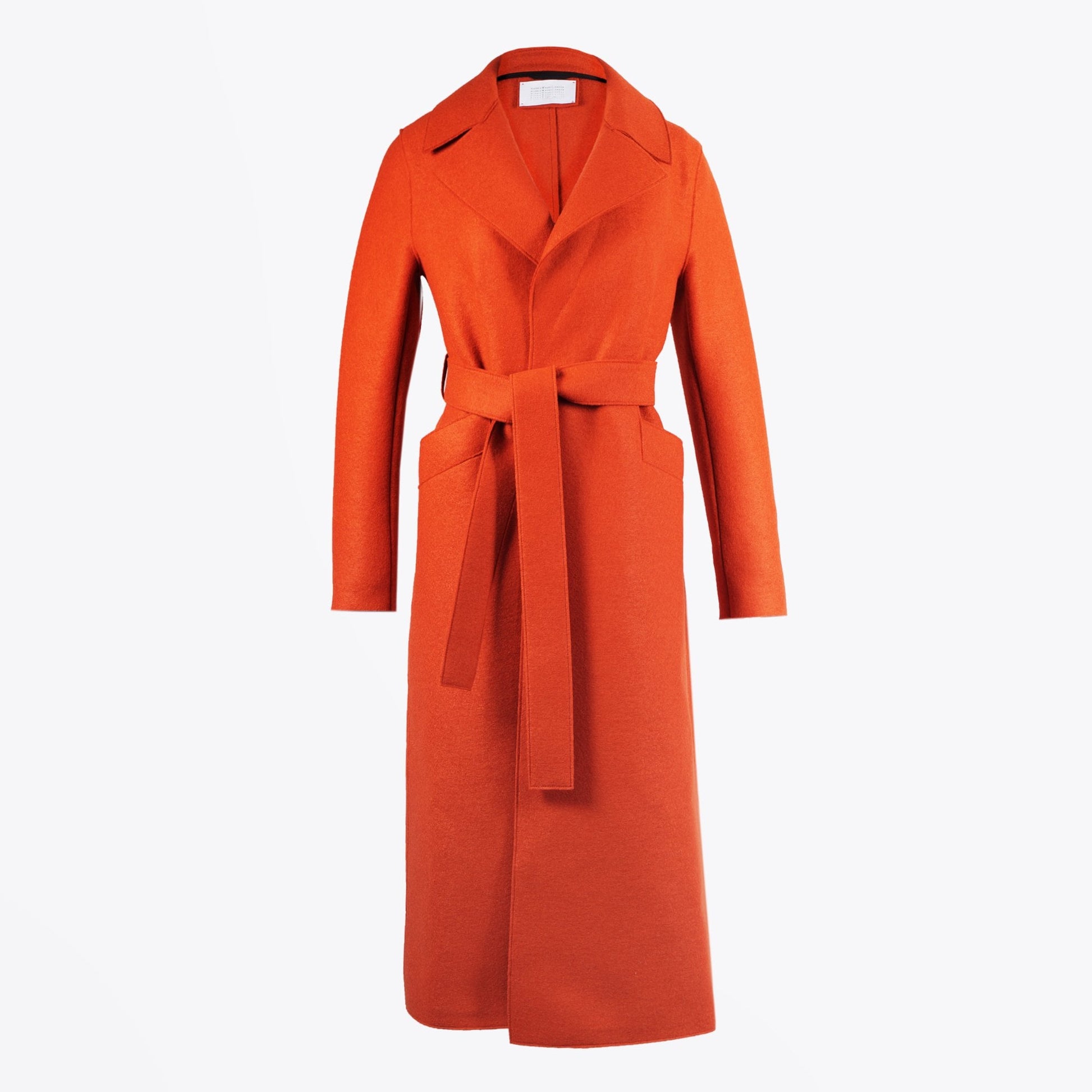 Harris Long Maxi Pressed Wool Coat - Orange