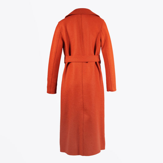 Long Maxi Pressed Wool Coat - Orange