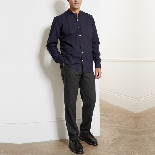 Grandad - Organic Cotton Shirt - Navy