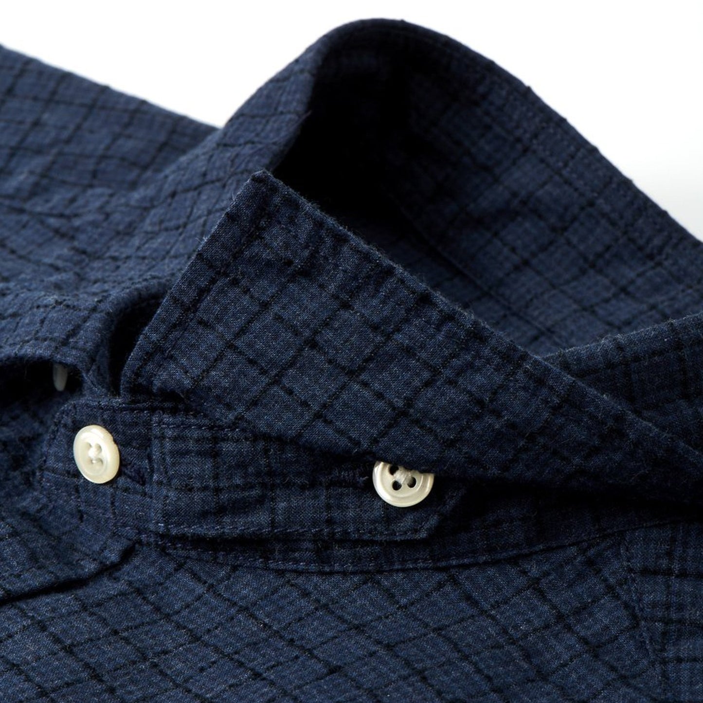 - Clerkenwell - Micro Check Print Shirt - Navy