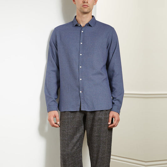 - Clerkenwell - Micro Check Print Shirt - Blue