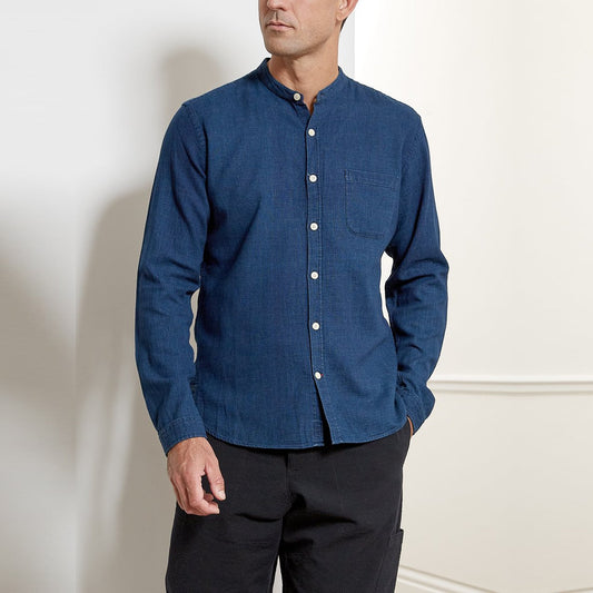 Grandad - Indigo-Dyed Cotton Shirt - Navy/Blue