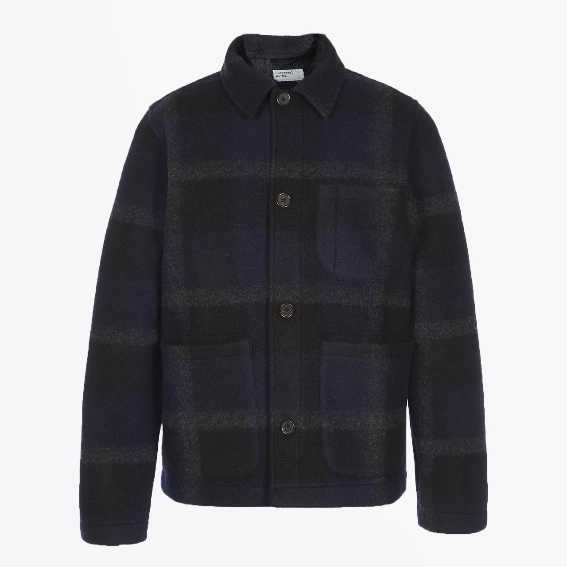 Universal Large Plaid Fleece Jacket - Black/Grey