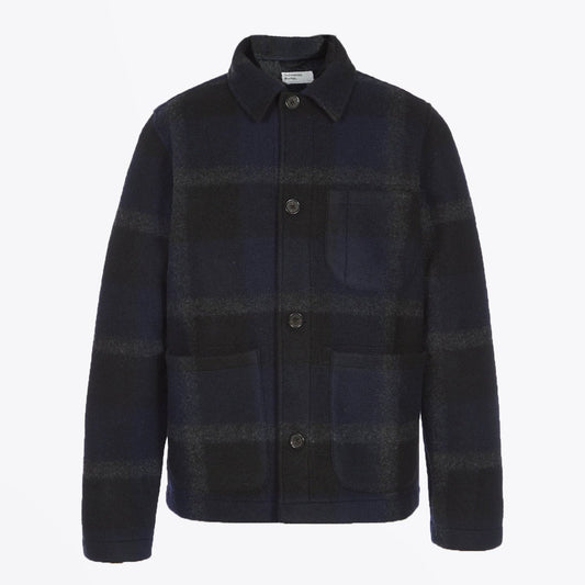 Large Plaid Fleece Jacket - Black/Grey