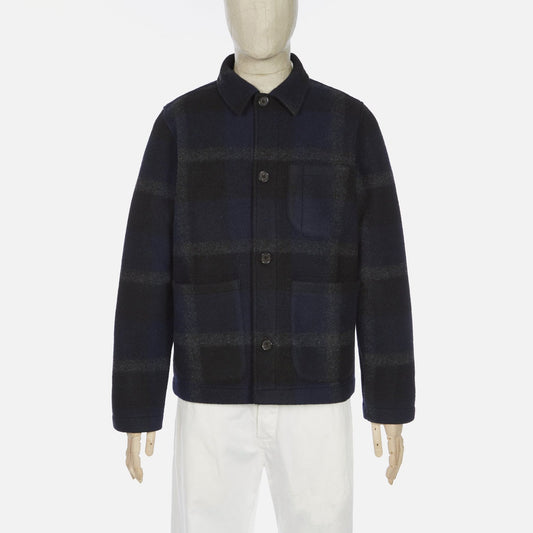 Large Plaid Fleece Jacket - Black/Grey