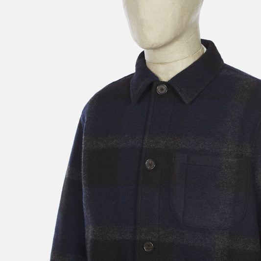 Large Plaid Fleece Jacket - Black/Grey