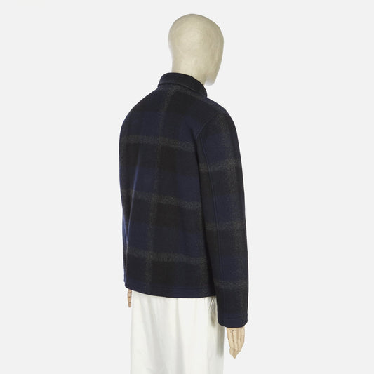 Large Plaid Fleece Jacket - Black/Grey