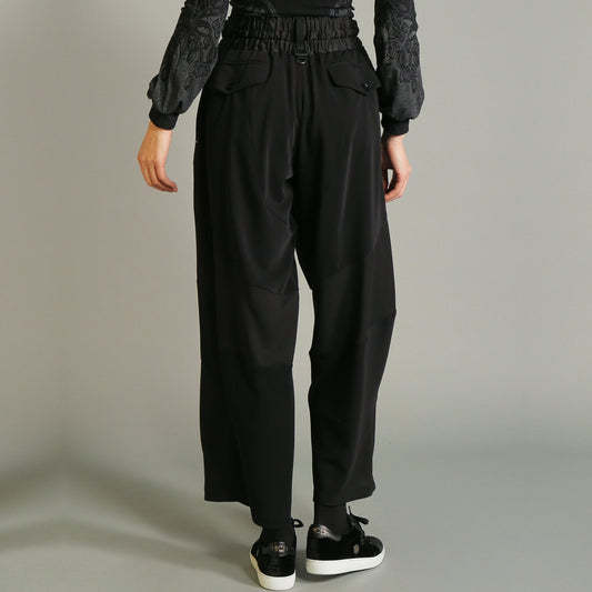 - Diverge - Tech satin pants with tassel tie belt - Black