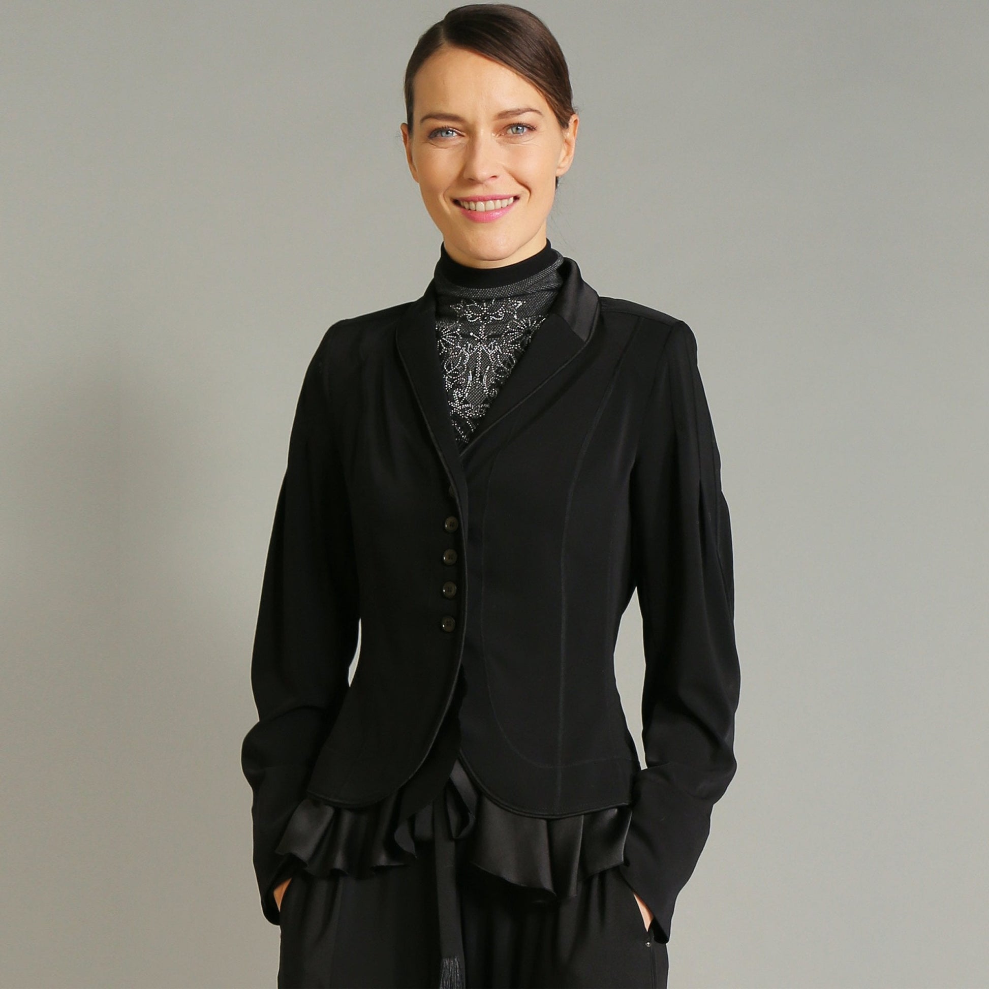 HIGH - Gesture - Shawl Collar Jacket in Crêpe and Satin - Black