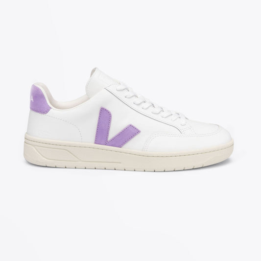 Leather Lilac V-12 Trainers - White
