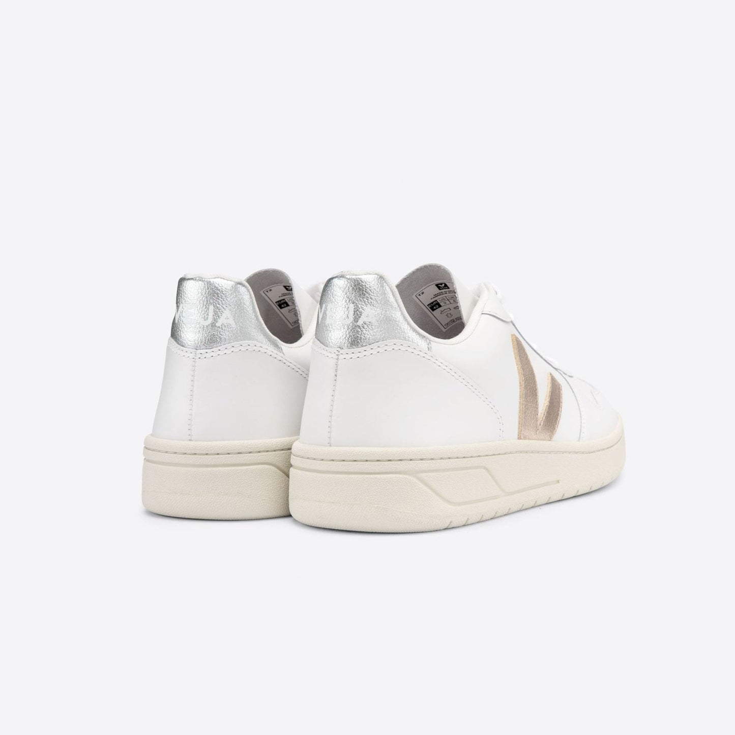 Leather V-10 Trainers - White/Platine/Silver