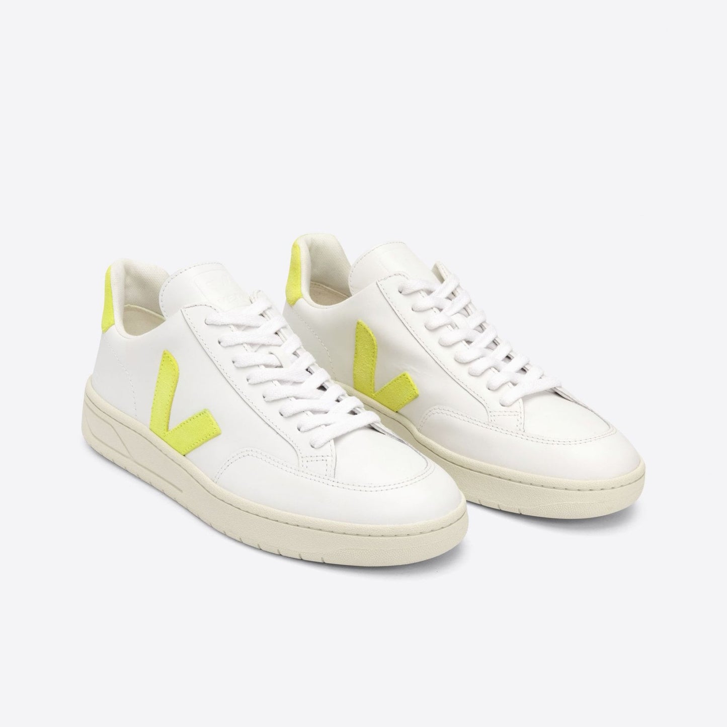 Leather V-12 Sneakers - White/Yellow