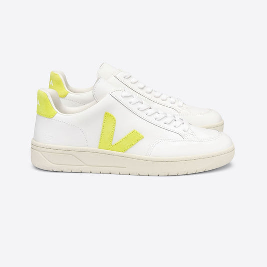 Leather V-12 Sneakers - White/Yellow