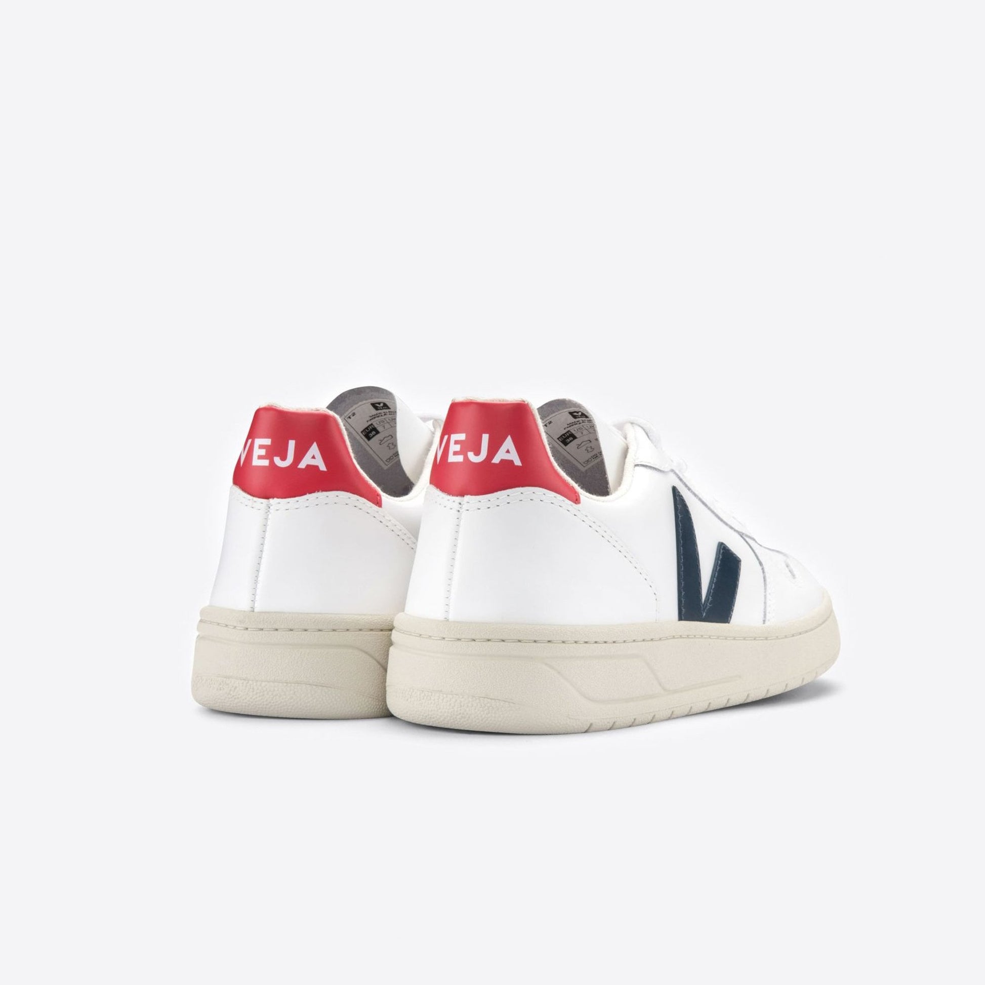 Veja Leather V-10 Sneakers - White/Red/Navy