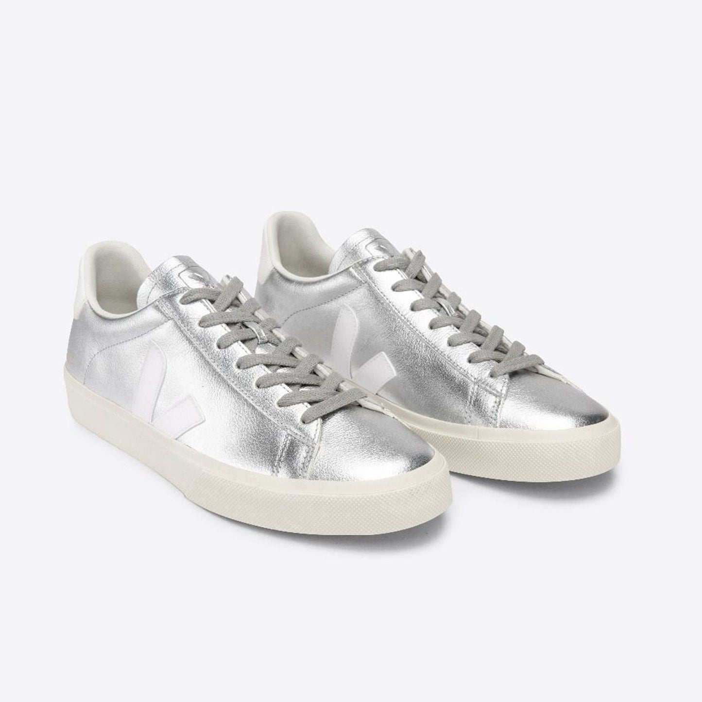 - ChromeFree Leather Campo Sneakers - Silver/White