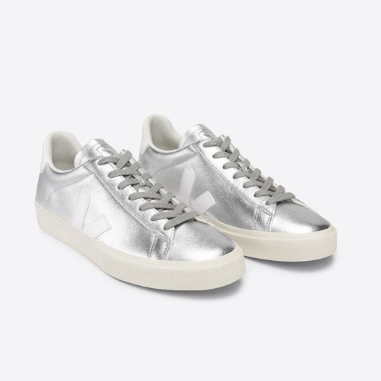 - ChromeFree Leather Campo Sneakers - Silver/White