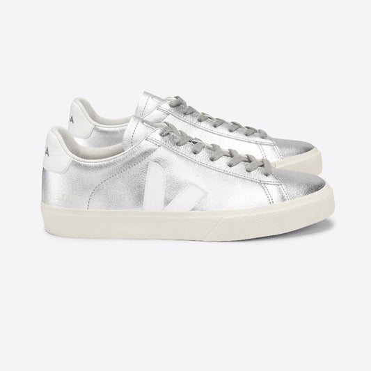 - ChromeFree Leather Campo Sneakers - Silver/White
