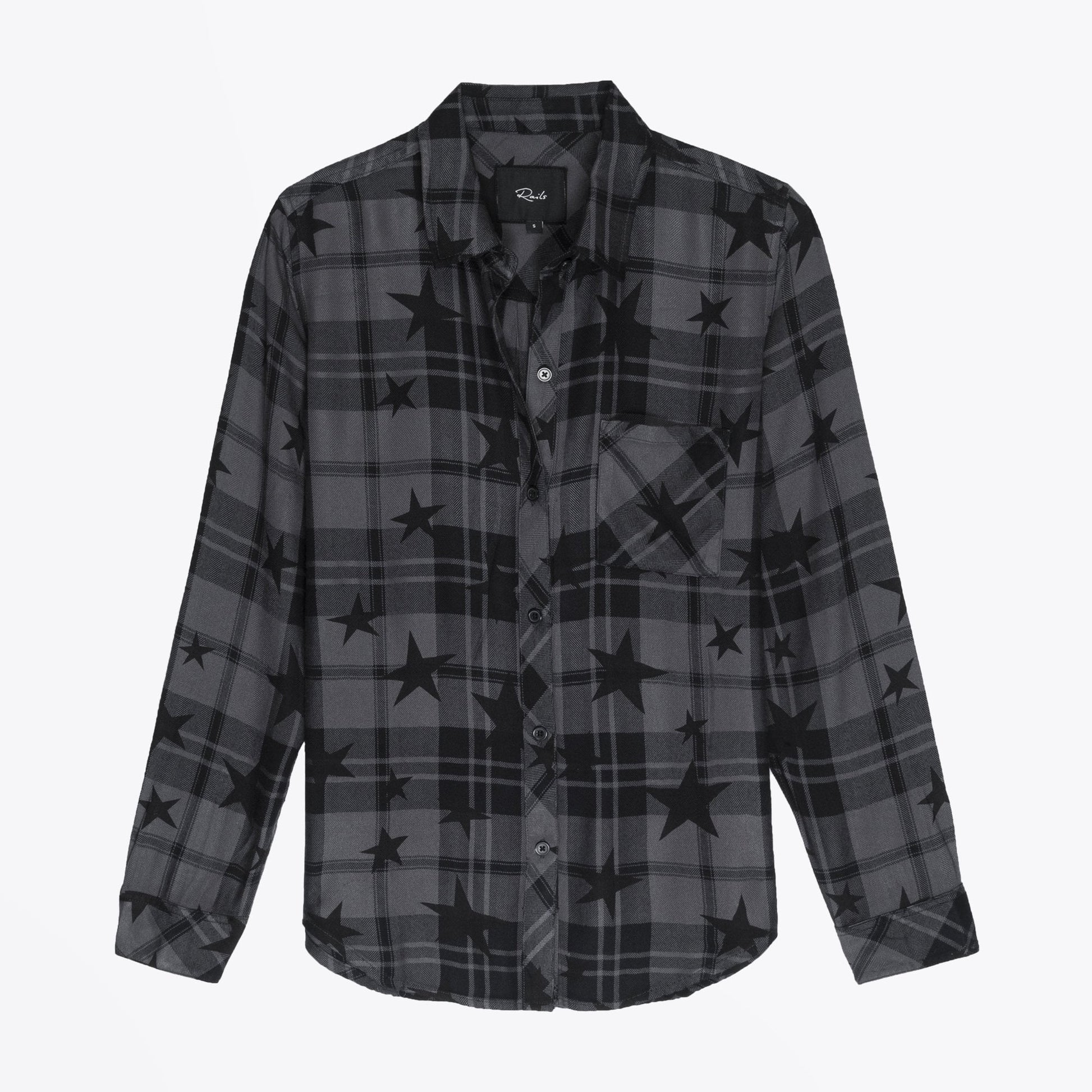 Rails Hunter - Star Check Print Shirt - Grey