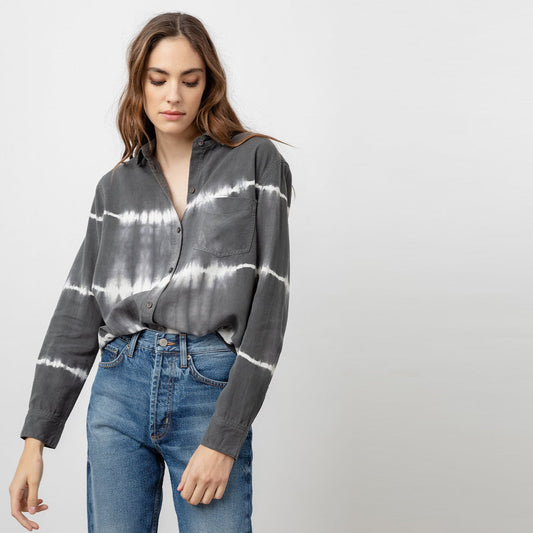 Ingrid - Tie-Dye Print Shirt - Grey/White