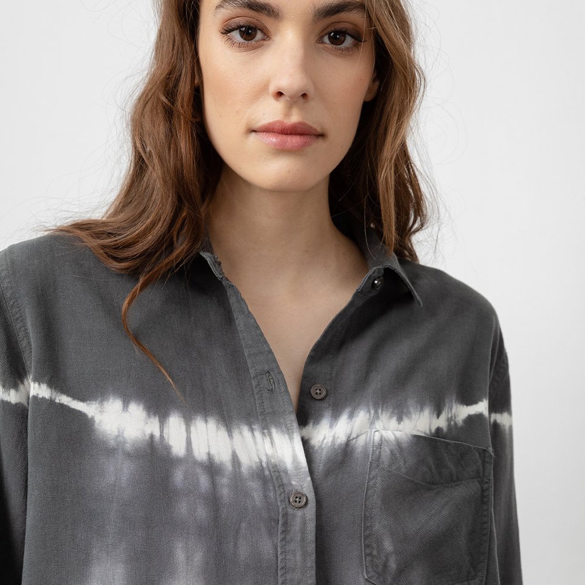 Rails Ingrid - Tie-Dye Print Shirt - Grey/White
