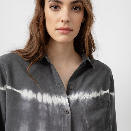 Ingrid - Tie-Dye Print Shirt - Grey/White