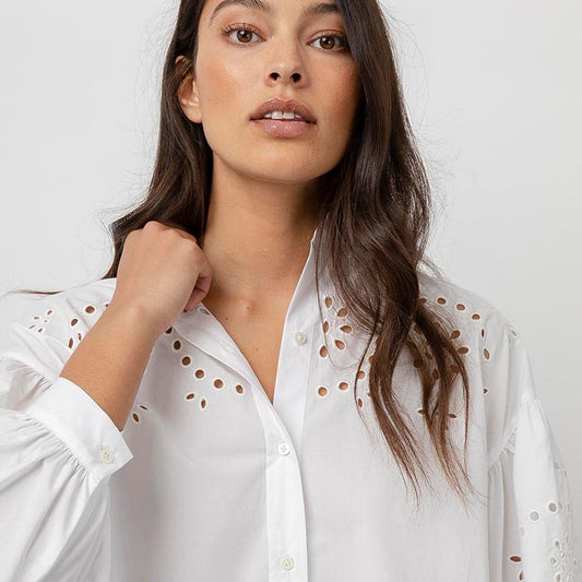 - Alister - Lace Embroidered Shirt - White