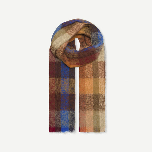 Woven Check Scarf - Orange/Multi