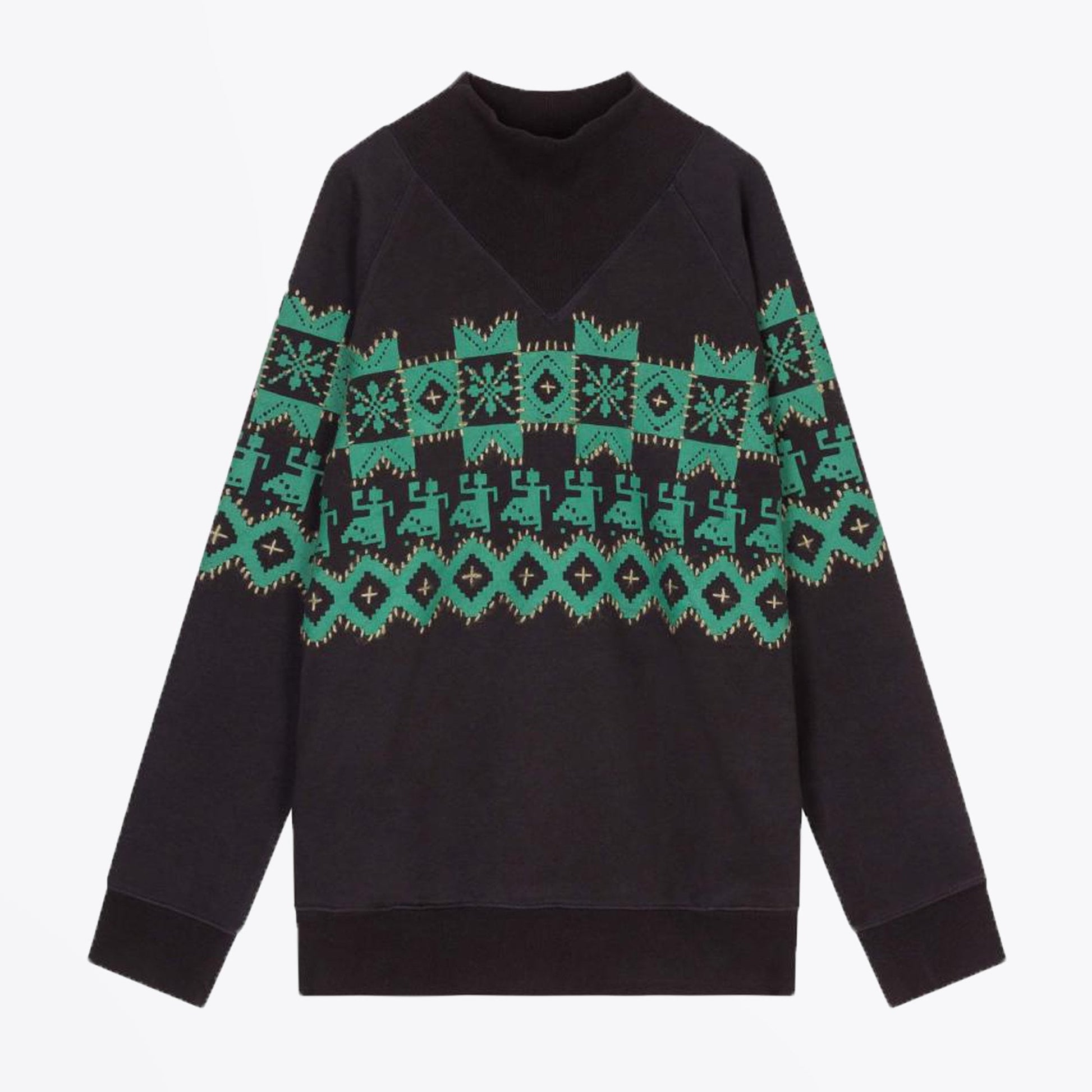 Leon Jacquard Print Sweater - Black