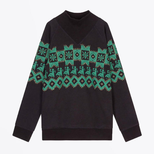 Jacquard Print Sweater - Black