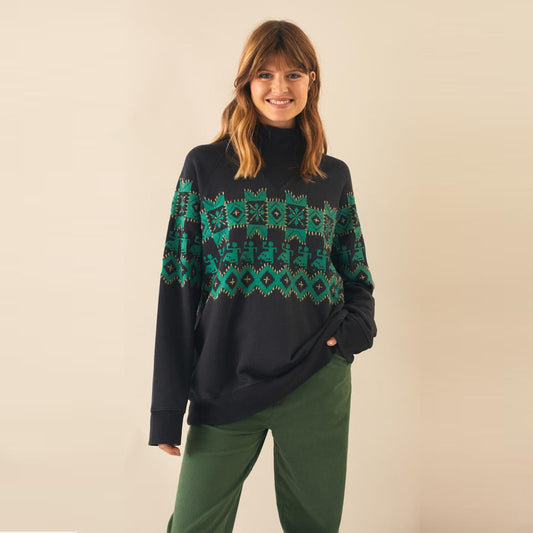 Jacquard Print Sweater - Black