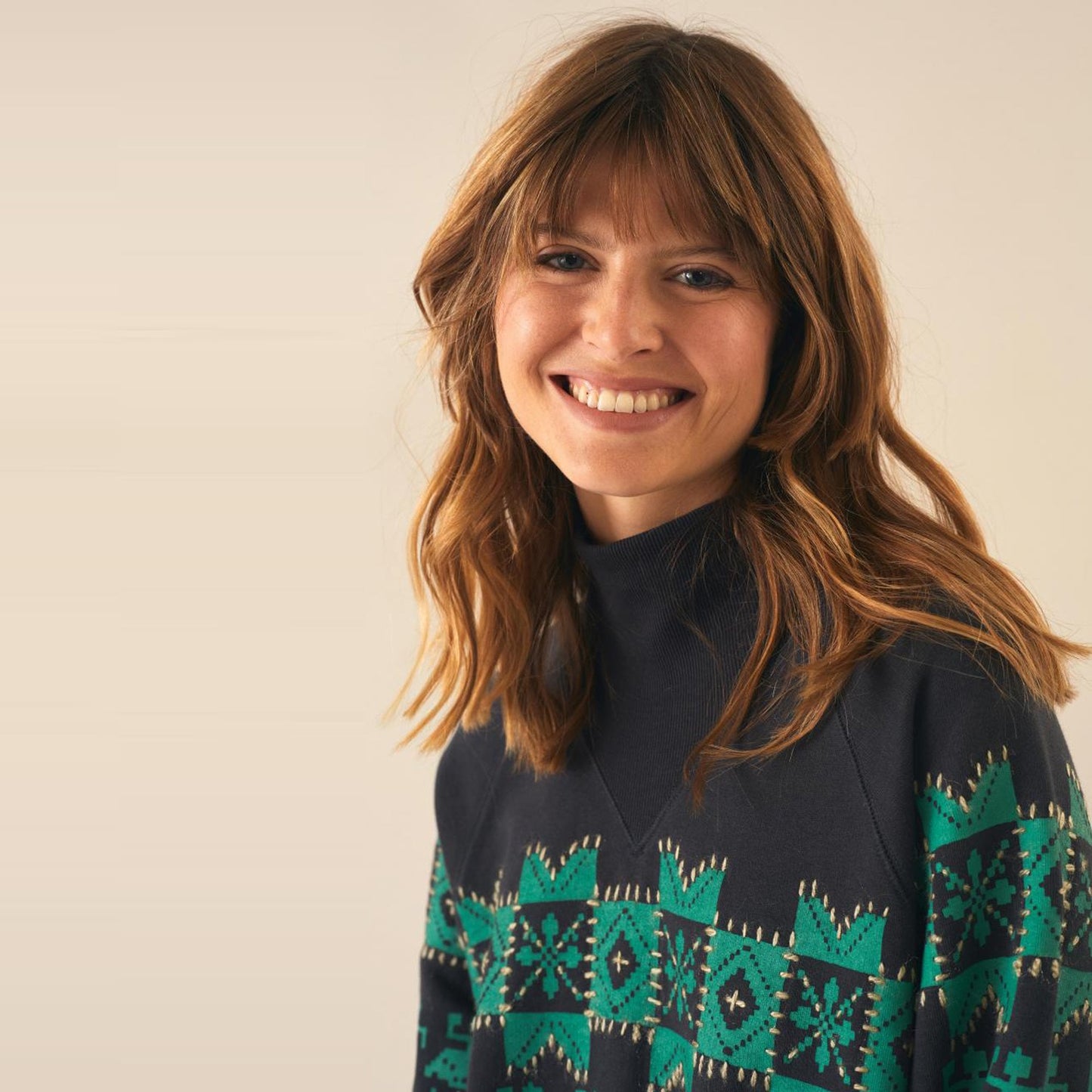 Jacquard Print Sweater - Black