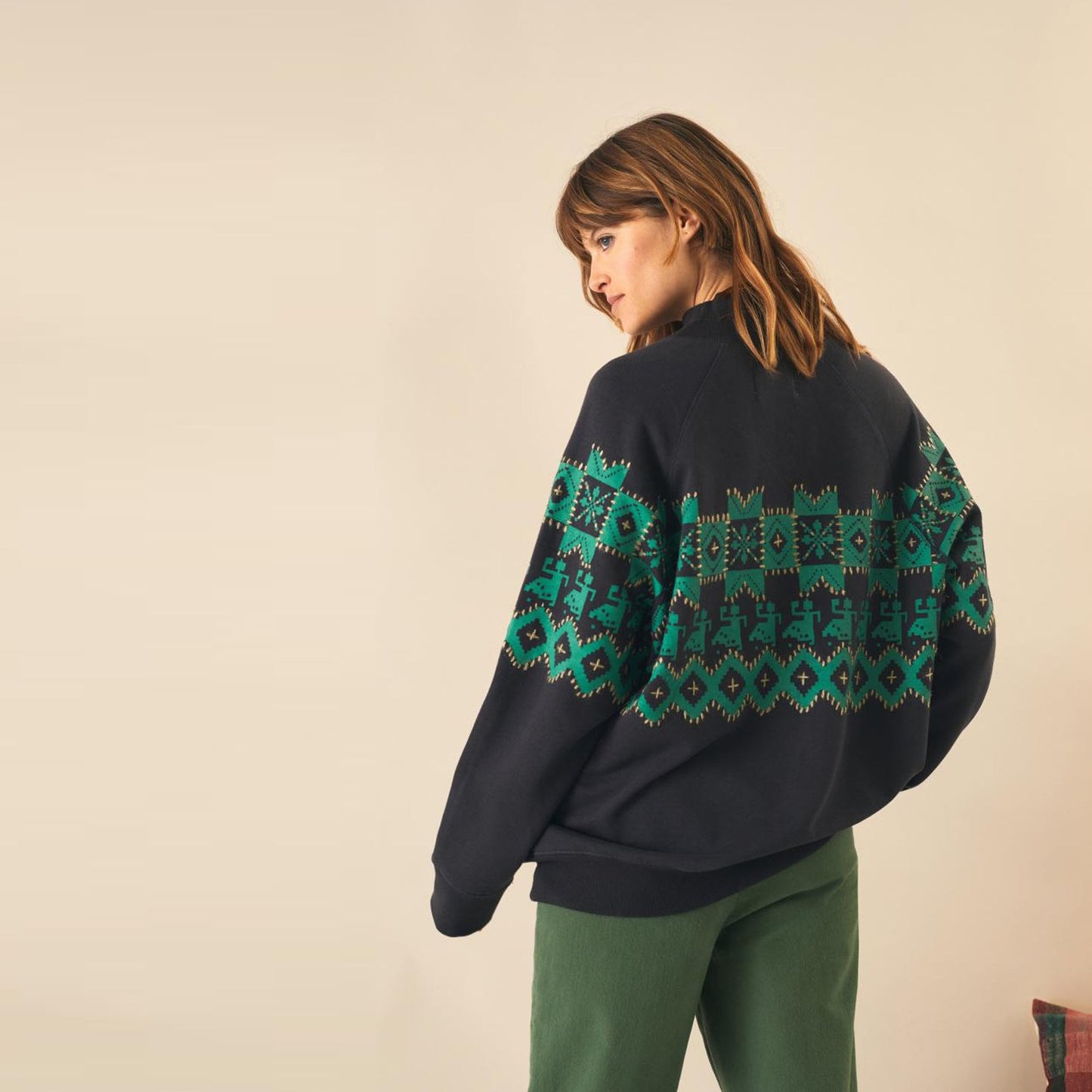 Jacquard Print Sweater - Black