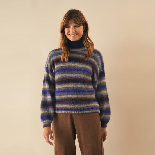 - Wool Stripe Pullover - Blue/Multi