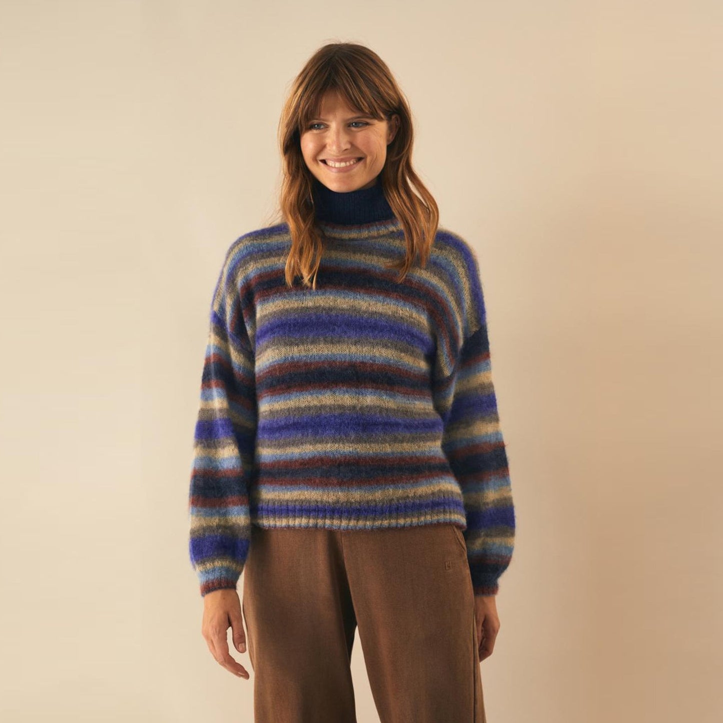 - Wool Stripe Pullover - Blue/Multi
