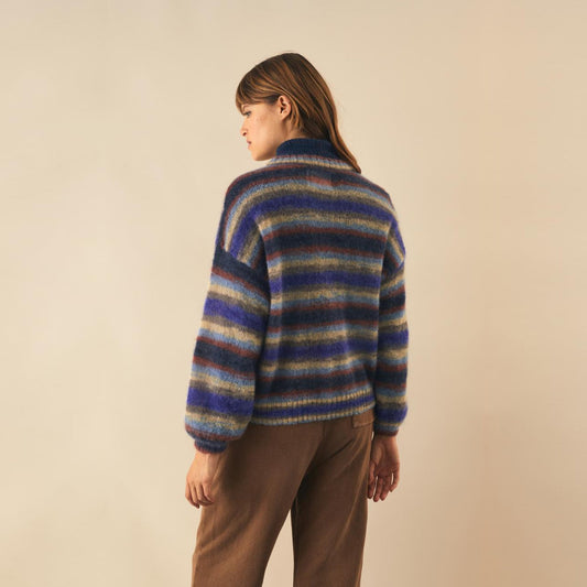 - Wool Stripe Pullover - Blue/Multi