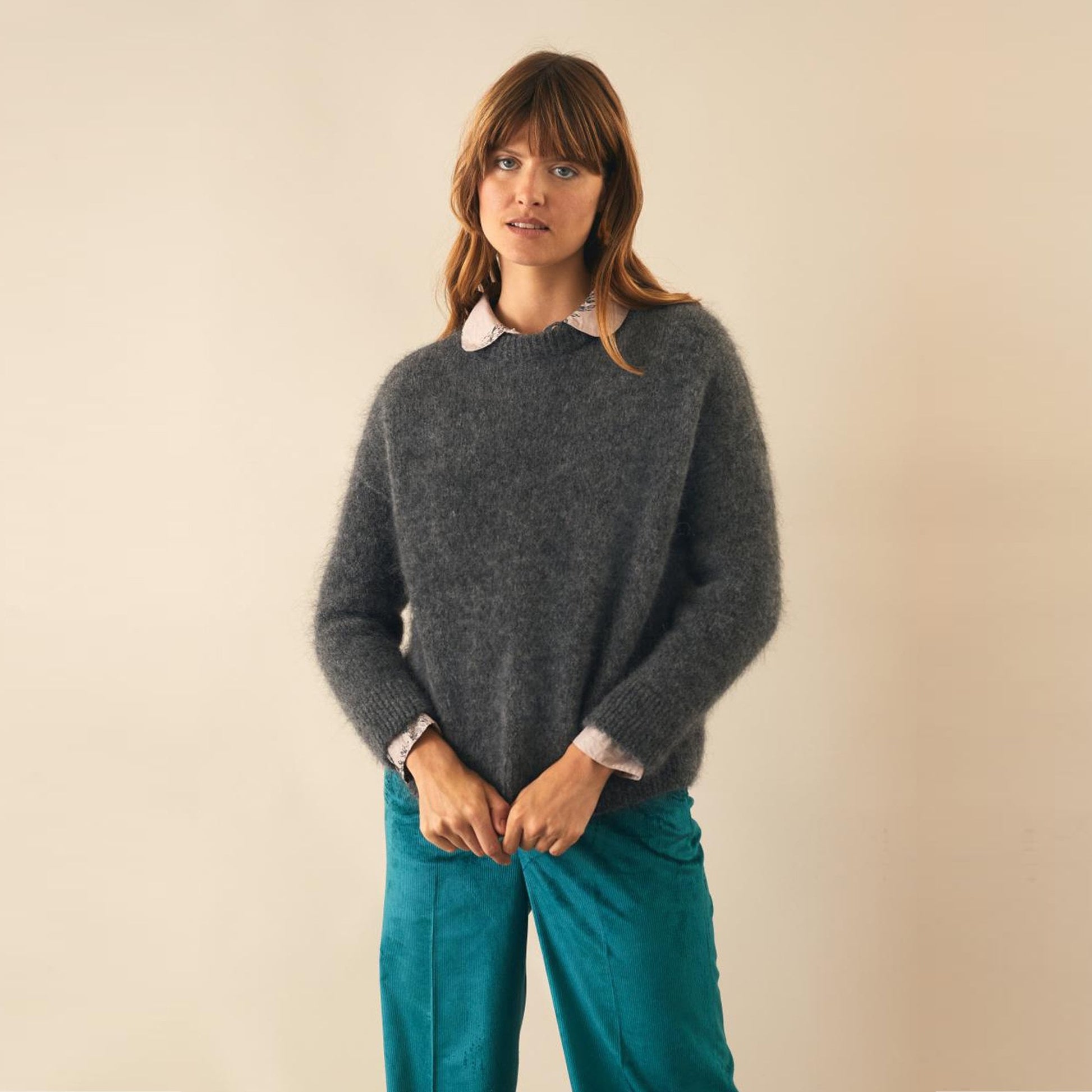 Leon Mohair Blend Pullover - Grey