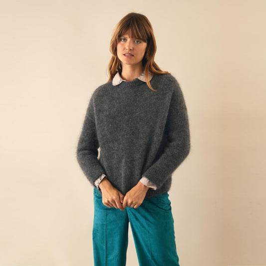 Mohair Blend Pullover - Grey