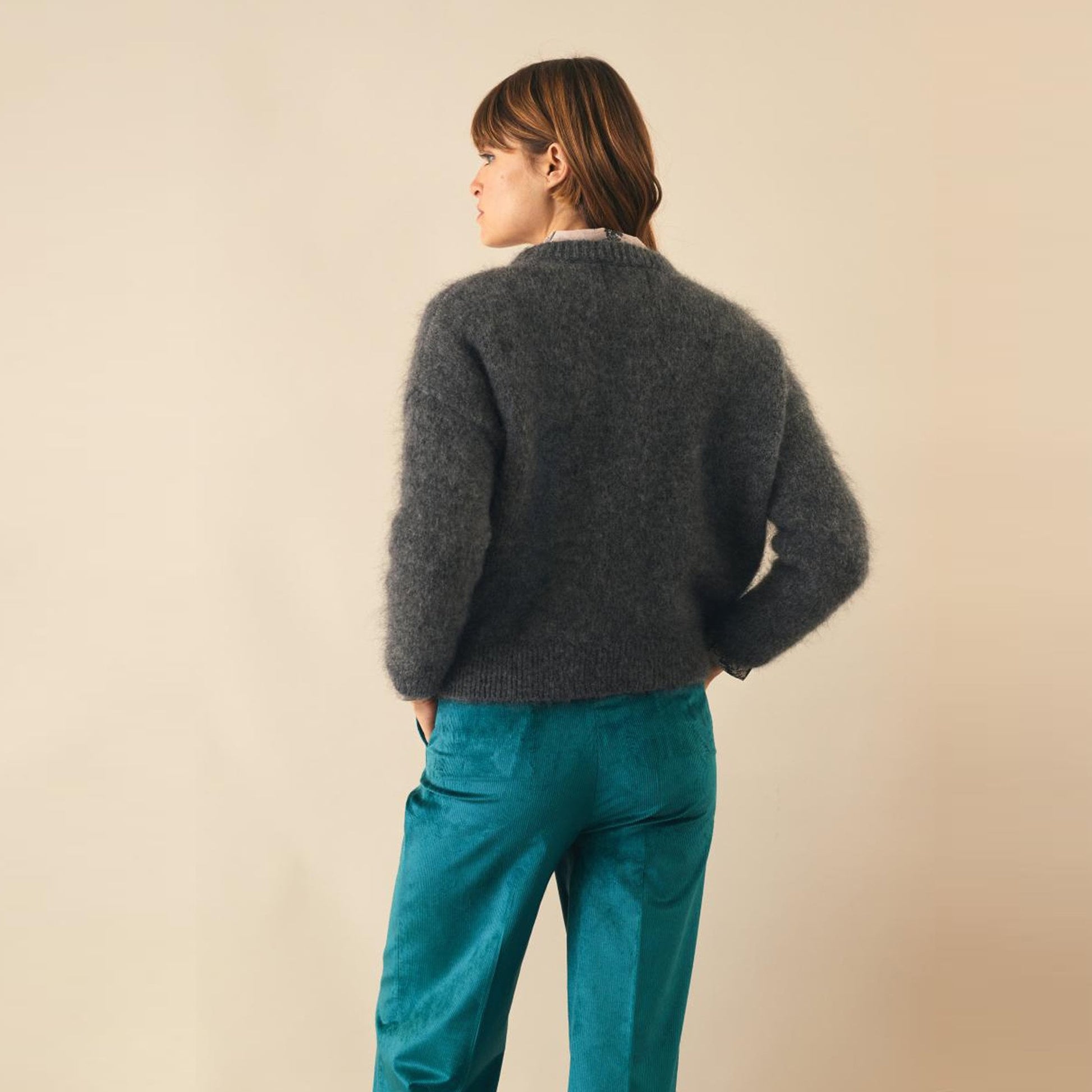 Leon Mohair Blend Pullover - Grey