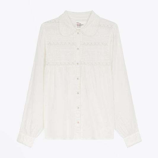 Lace Embroidered Shirt - White