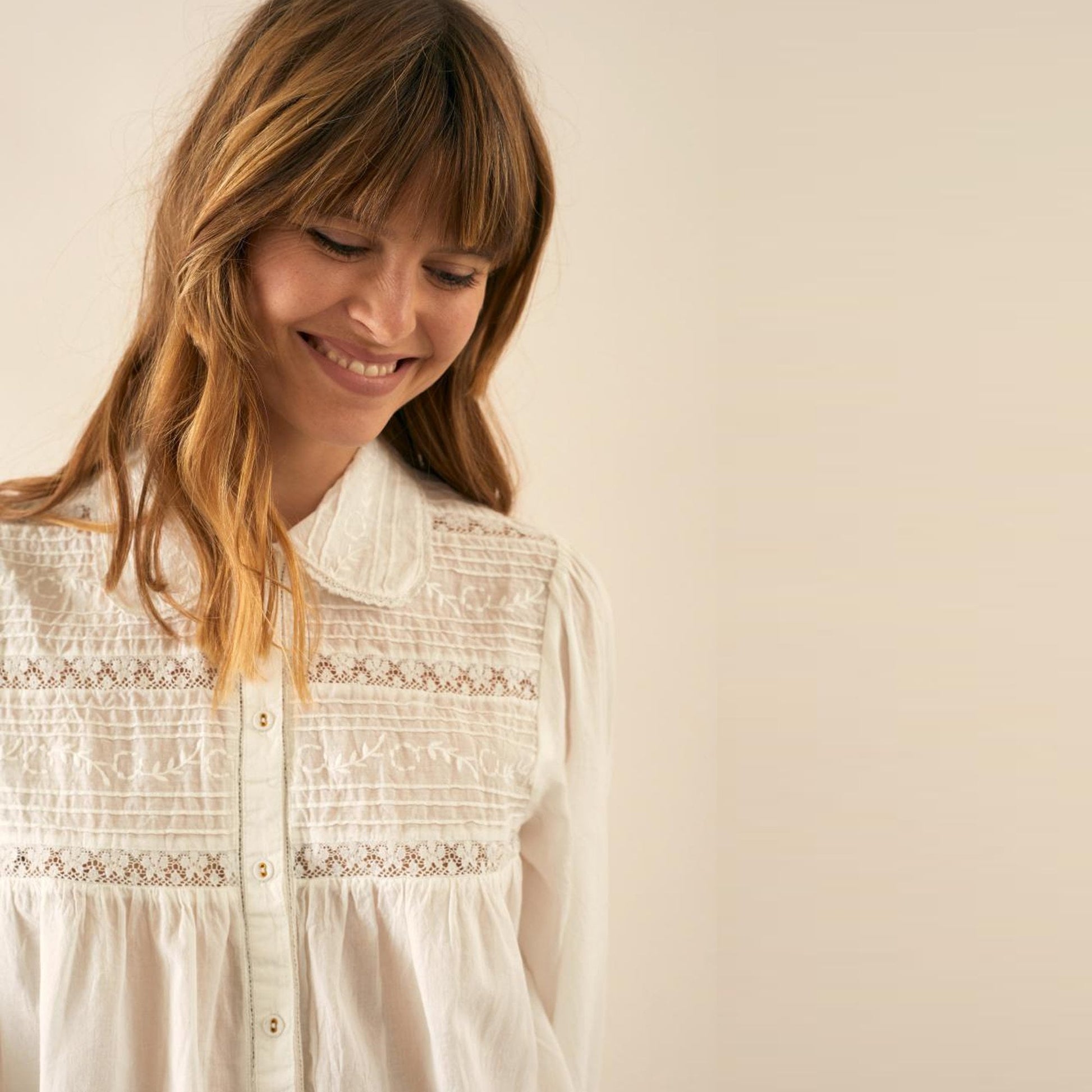 Leon Lace Embroidered Shirt - White