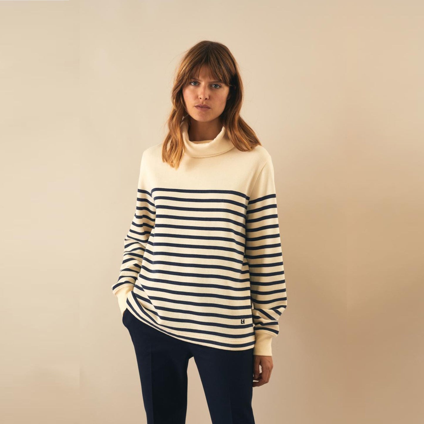 - Cotton-Blend Stripe Sweater - Off-White