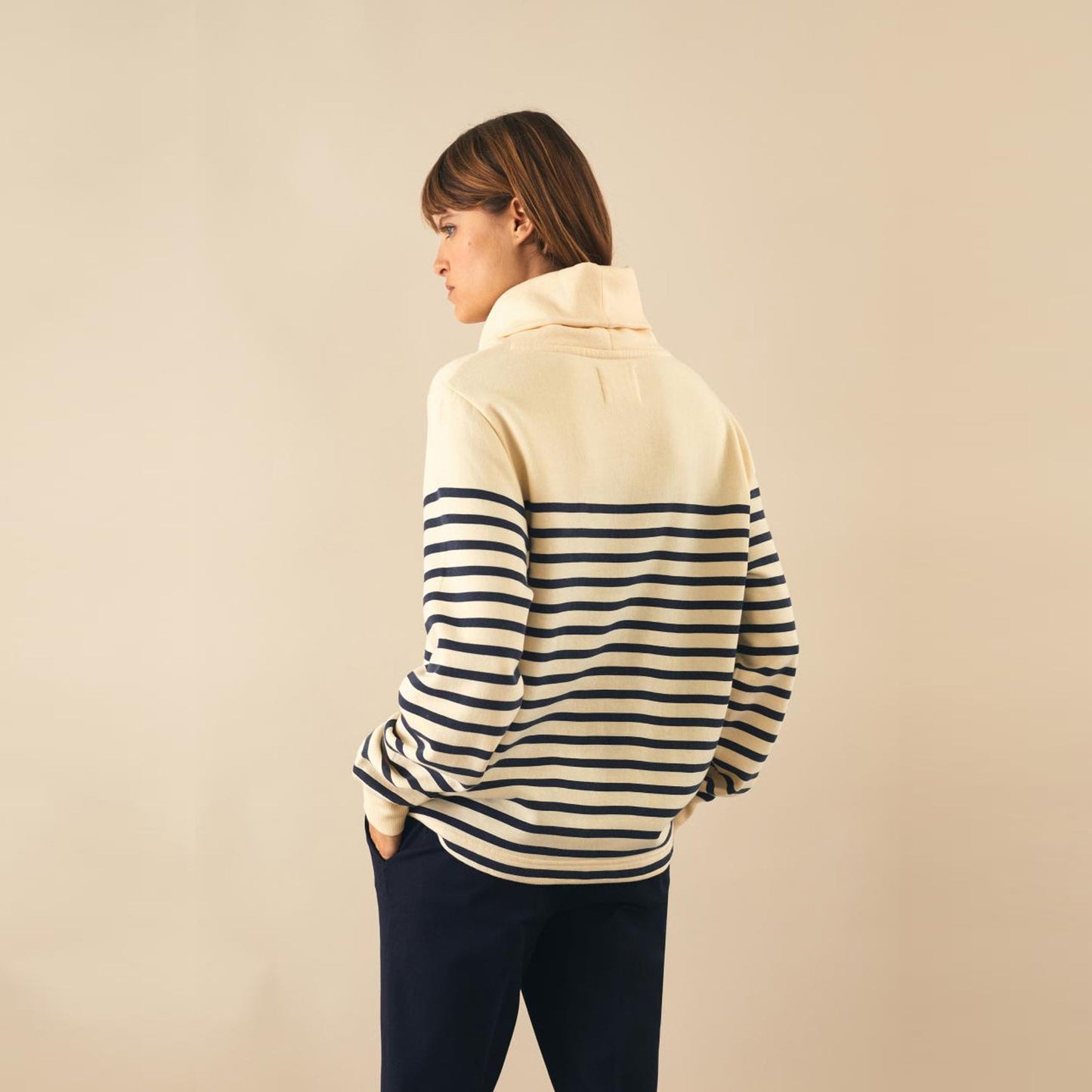 - Cotton-Blend Stripe Sweater - Off-White