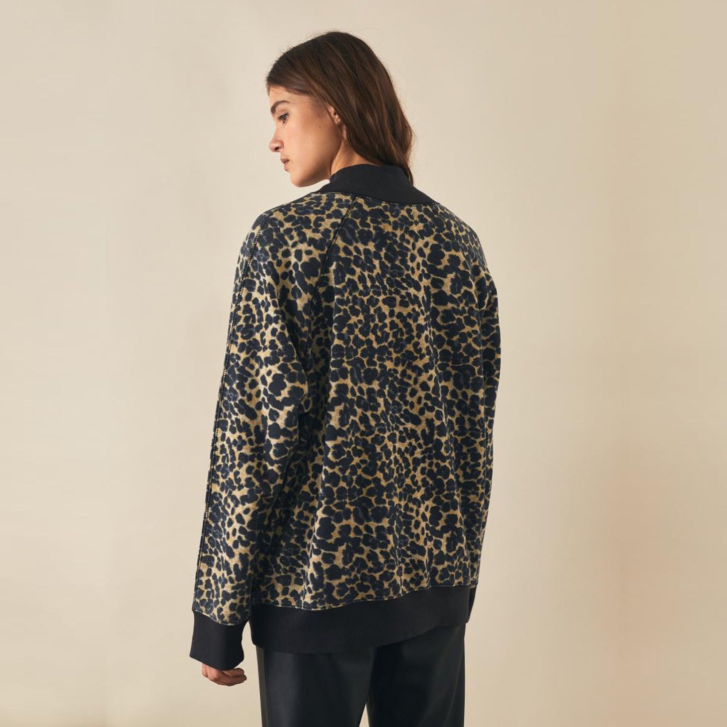 Leopard Print Sweatshirt - Beige/Black