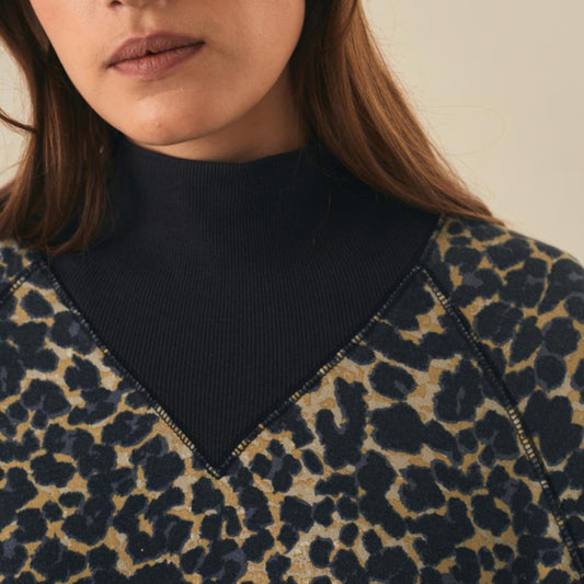 Leopard Print Sweatshirt - Beige/Black