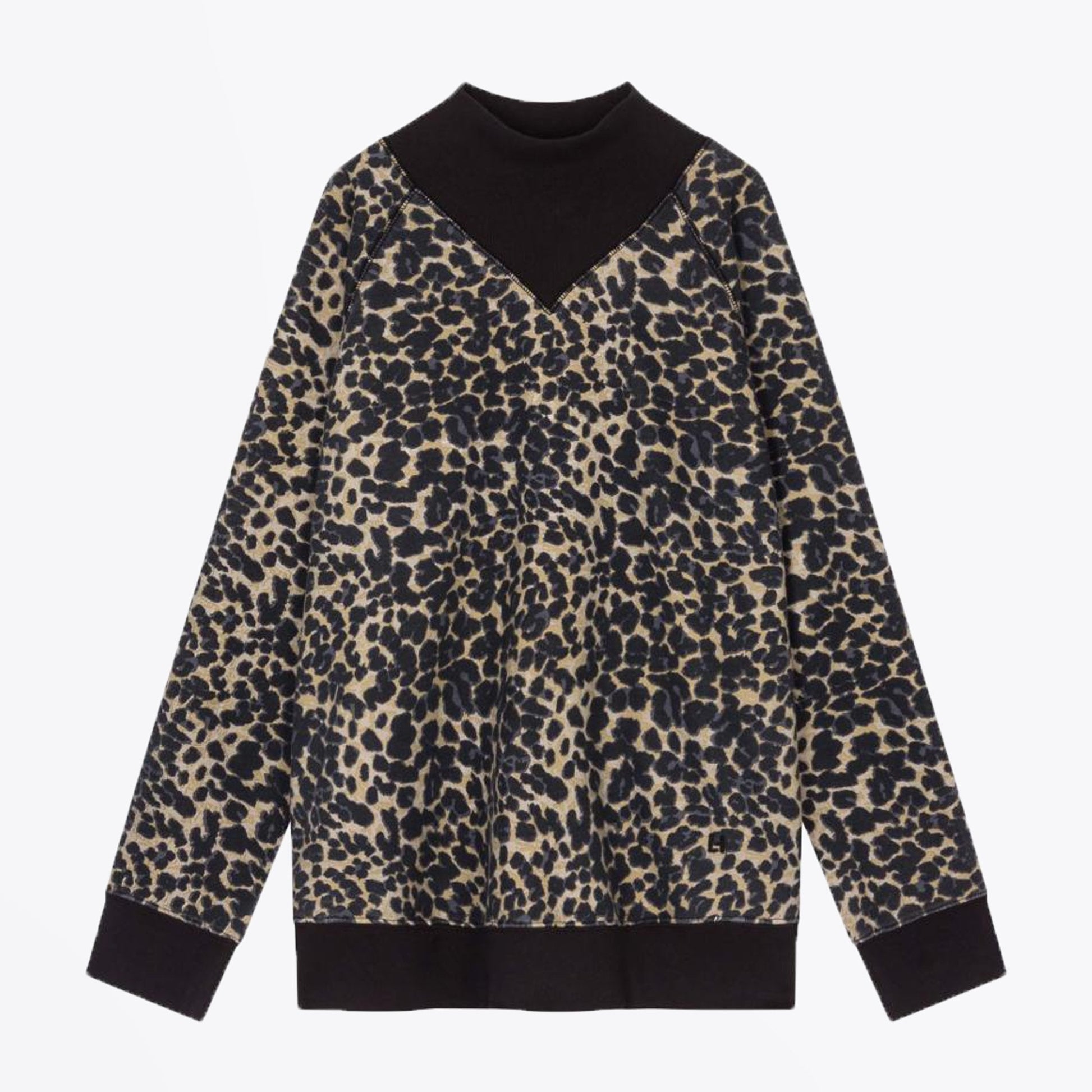 Leon Leopard Print Sweatshirt - Beige/Black