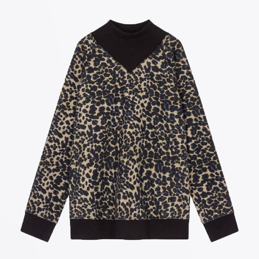 Leopard Print Sweatshirt - Beige/Black