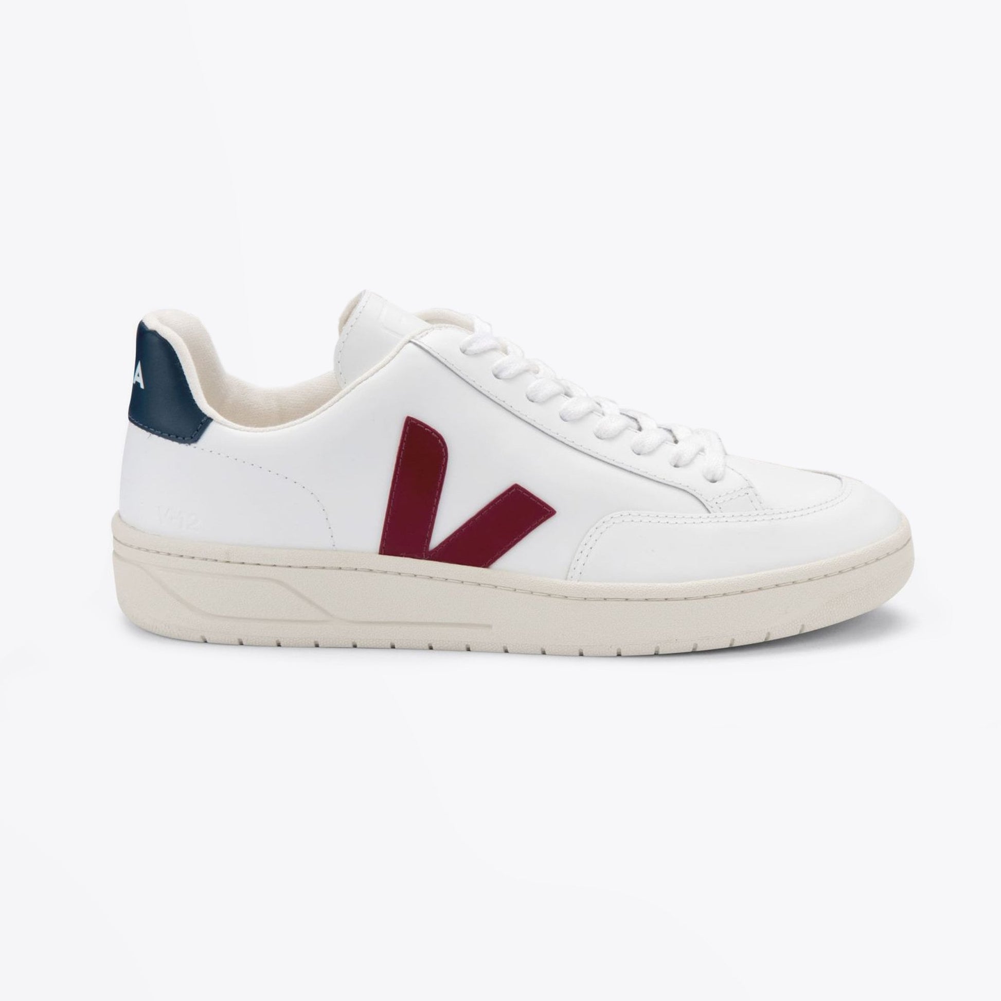 Veja Leather V-12 Sneakers - White/Burgundy
